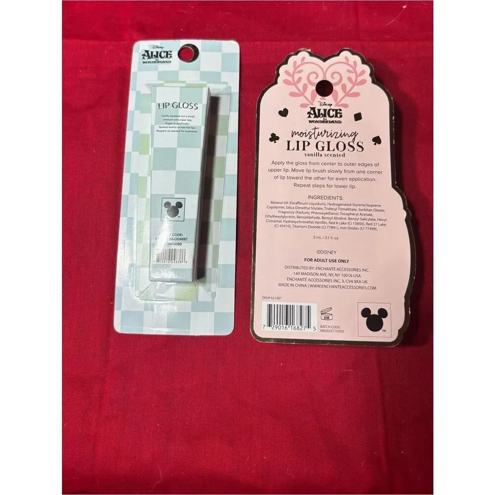 New Disney Alice in Wonderland Lip Gloss Duo - Pink & Red